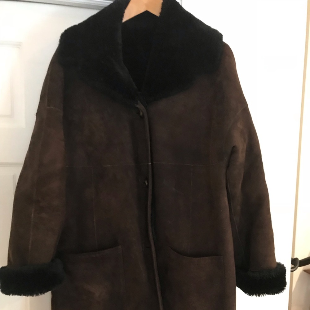 Brown shearling jacket from Searle